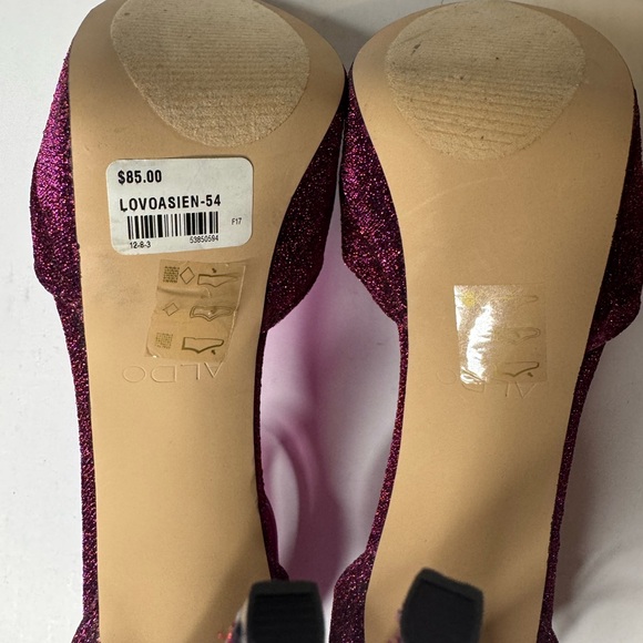 Aldo Fuchsia Glitter Platform Heels Size 6.5 - Picture 9 of 11